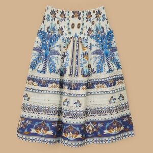 FARM Rio Off-White Ana Tapestry Organic Cotton Midi Skirt